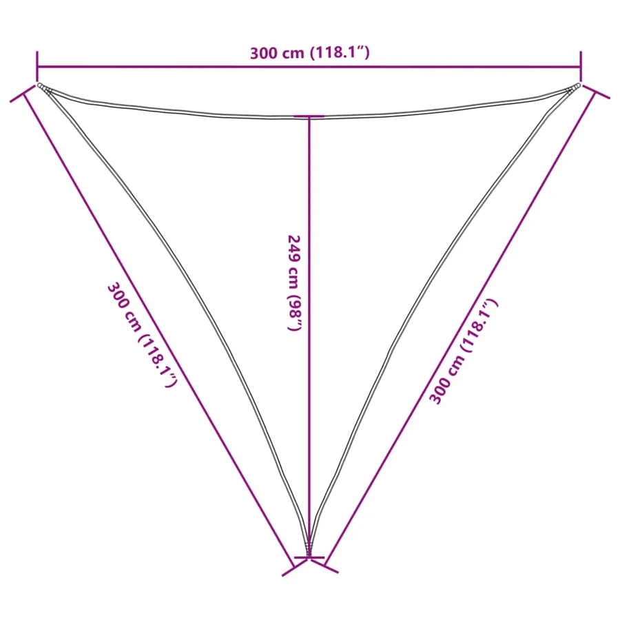 Voile de parasol tissu oxford triangulaire 3x3x3 m beige - 9