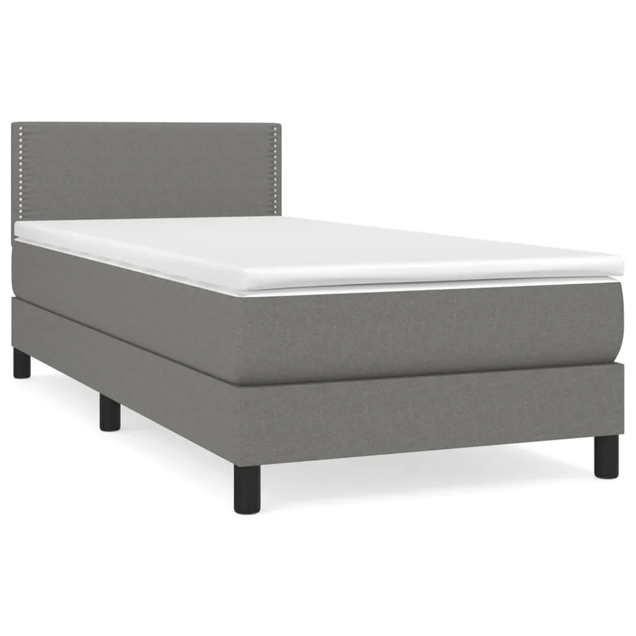 Sommier à lattes de lit et matelas Gris foncé 90x190 cm Tissu - 2