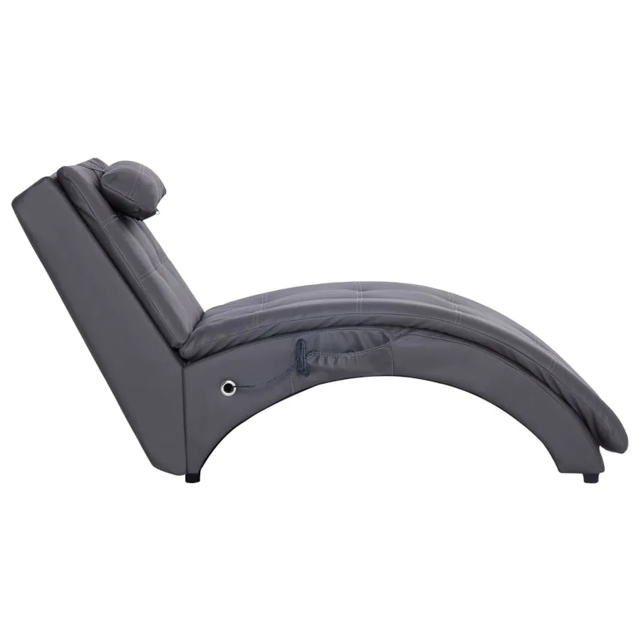 Chaise longue de massage avec oreiller Gris Similicuir - 3
