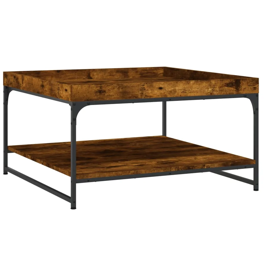 Table basse chêne fumé 80x80x45 cm bois d'ingénierie et fer - 2