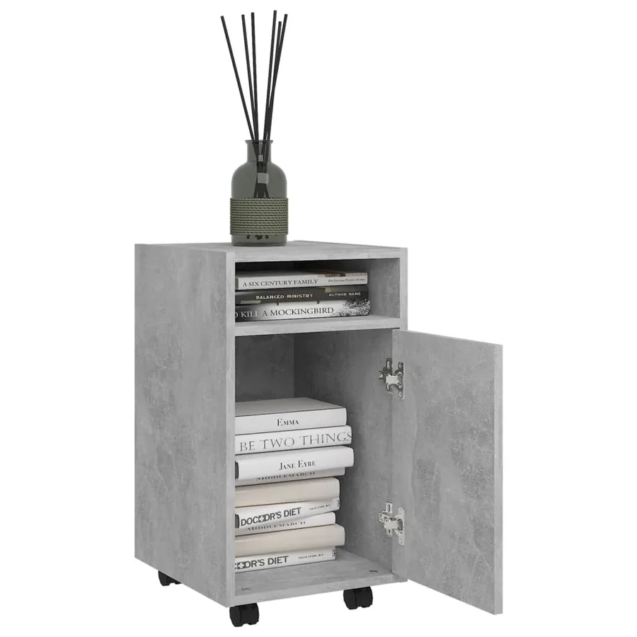 Armoire latérale et roues Gris béton 33x38x60cm Bois ingénierie - 3