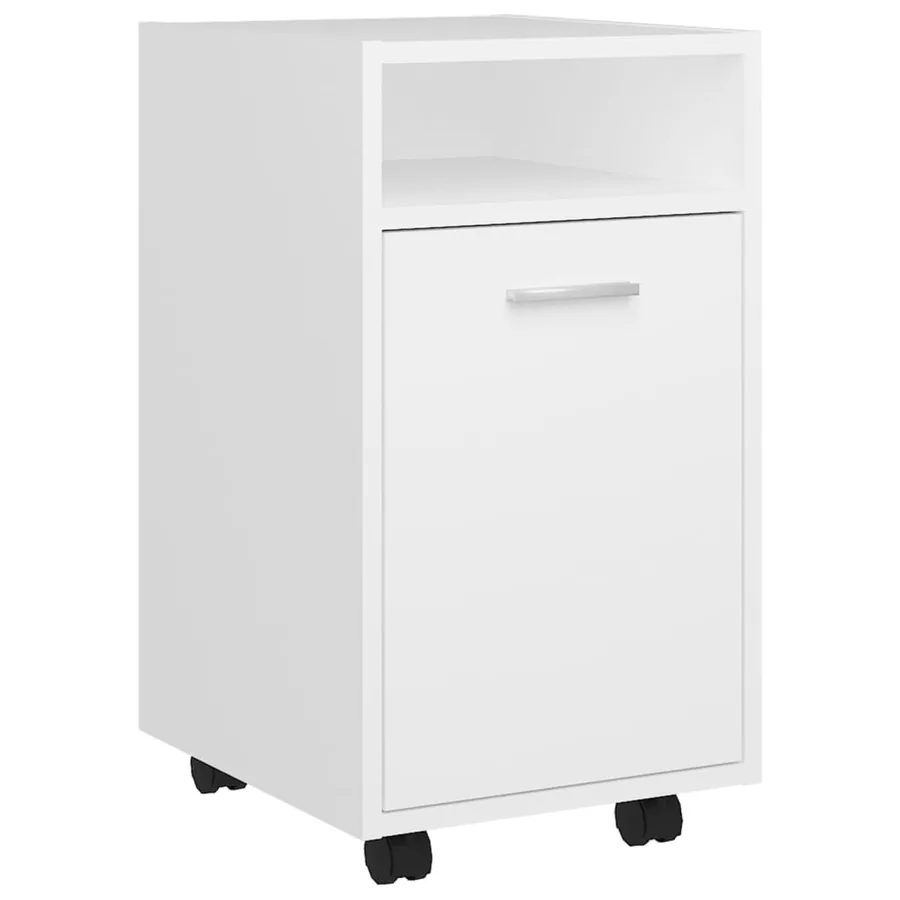 Armoire latérale avec roues Blanc 33x38x60 cm Bois d’ingénierie - 2
