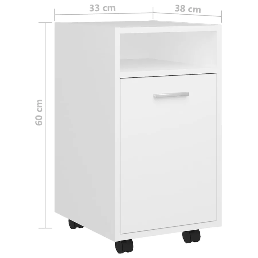 Armoire latérale avec roues Blanc 33x38x60 cm Bois d’ingénierie - 8
