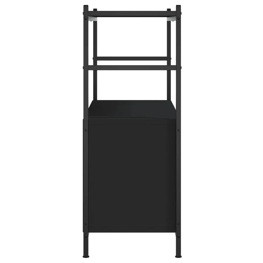 Bibliothèque noir 80x30x78,5 cm bois d'ingénierie et fer - 5