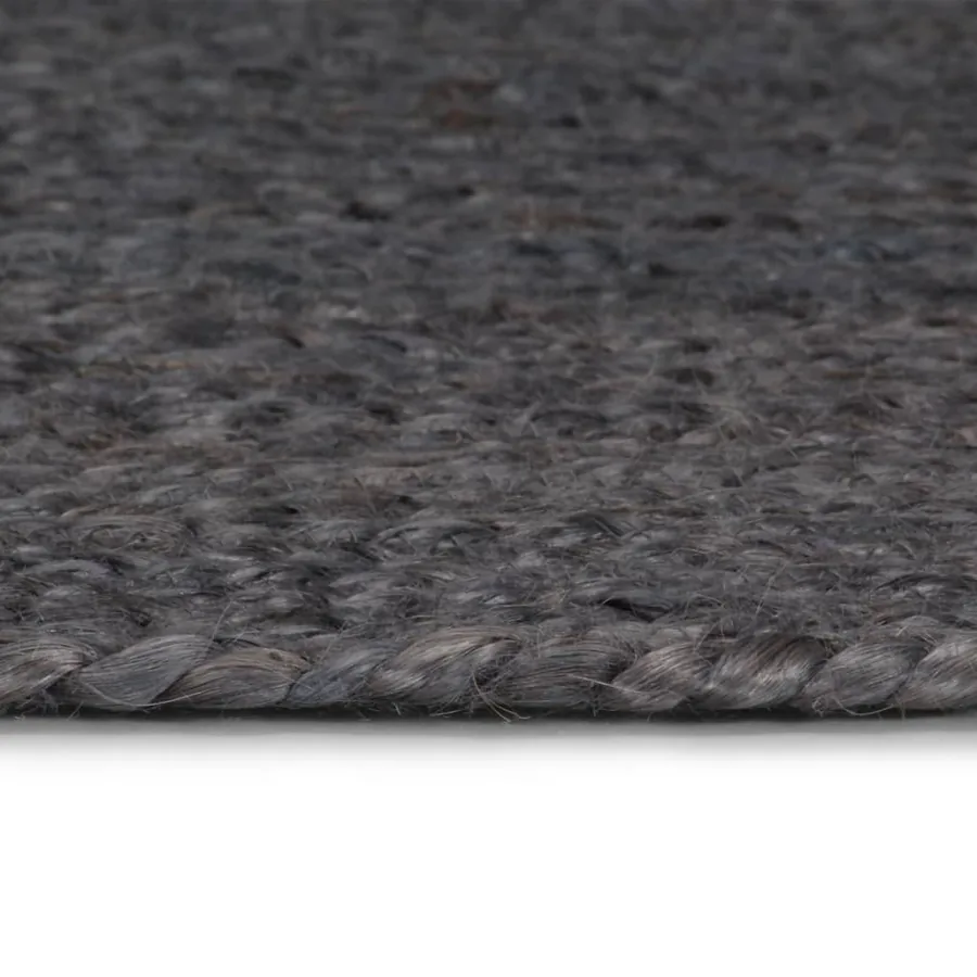 Tapis fait à la main Jute Rond 90 cm Gris foncé - 3