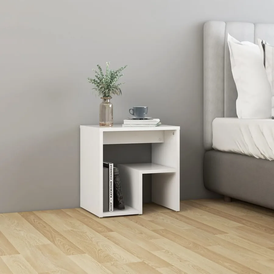 Table de chevet blanc 40x30x40 cm bois d'ingénierie
