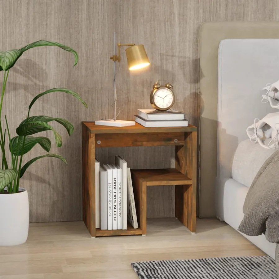 Table de chevet Chêne fumé 40x30x40 cm Bois d'ingénierie - 3