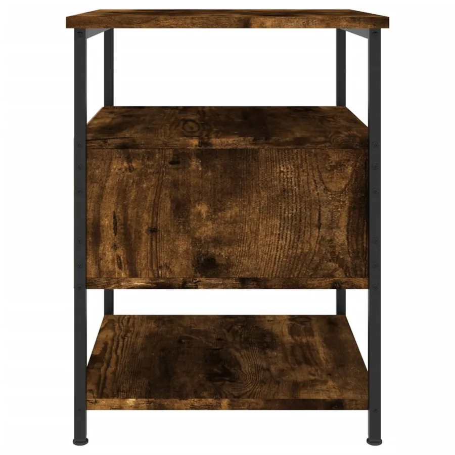 Table de chevet chêne fumé 40x42x56 cm bois d'ingénierie - 7