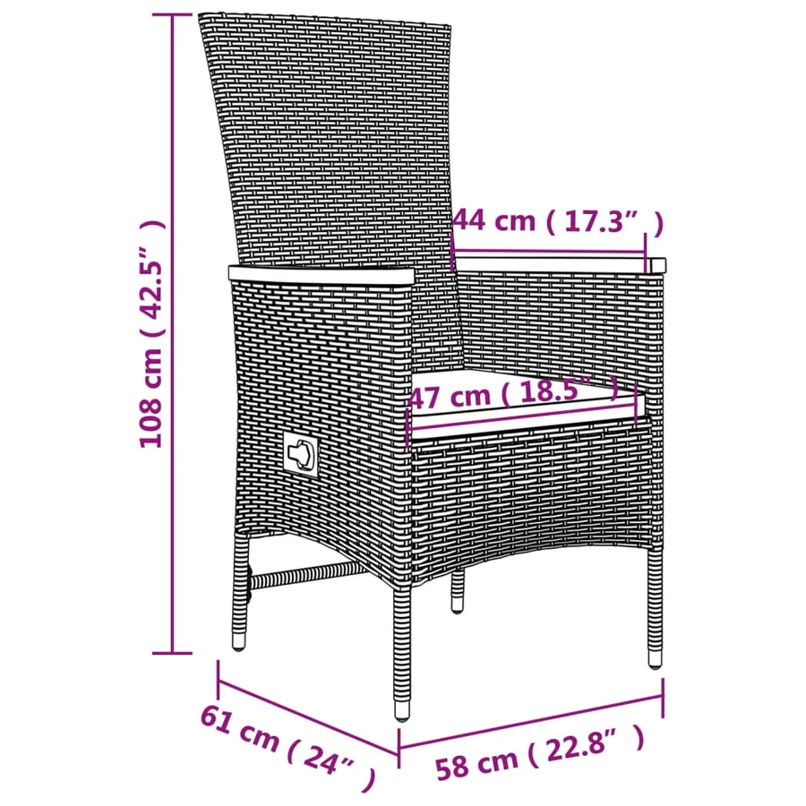Ensemble à manger de jardin 5 pcs coussins gris résine tressée - 10