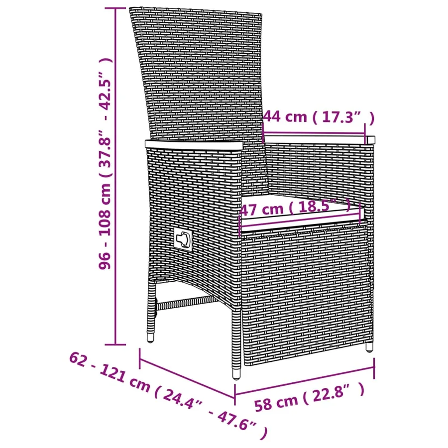 Ensemble à manger de jardin 5 pcs coussins gris résine tressée - 11