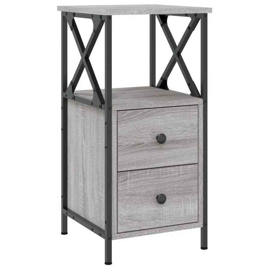 Table de chevet sonoma gris 34x35,5x70 cm bois d'ingénierie - 2