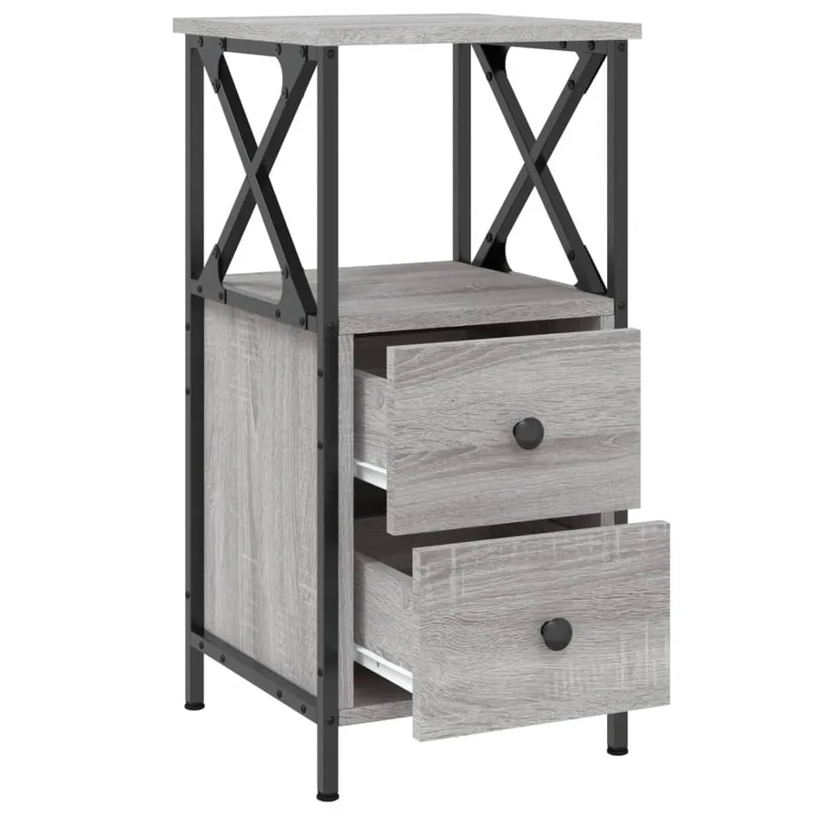 Table de chevet sonoma gris 34x35,5x70 cm bois d'ingénierie - 3