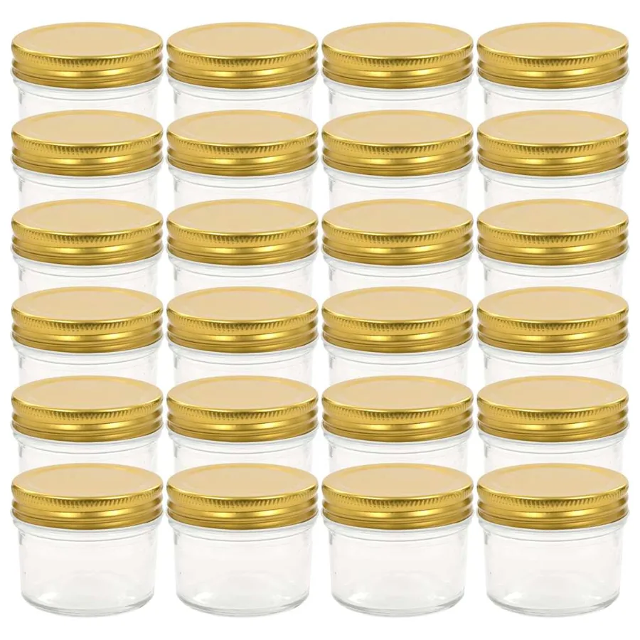 24 pcs Pots à confiture avec couvercles dorés Verre 110 ml - 2