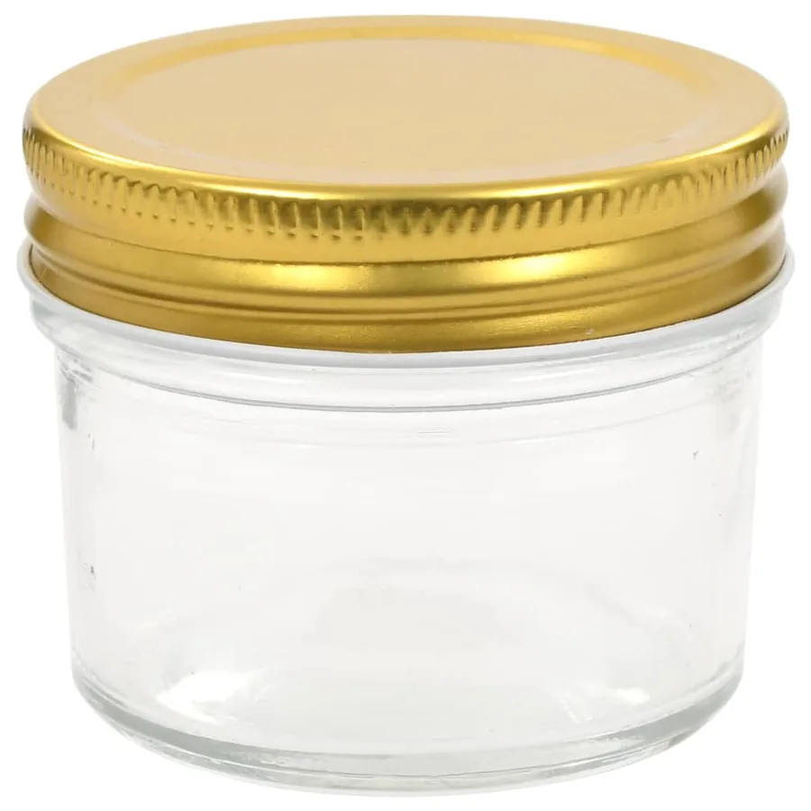 24 pcs Pots à confiture avec couvercles dorés Verre 110 ml - 4