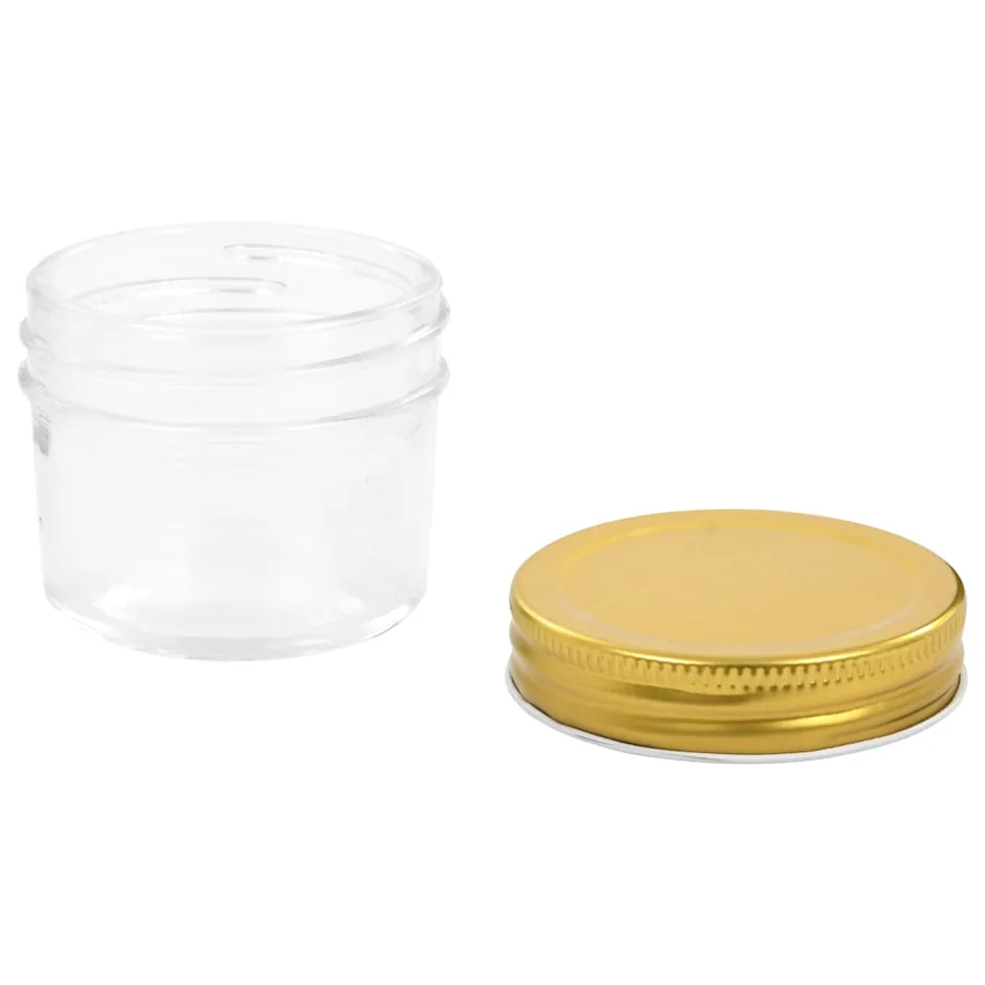 24 pcs Pots à confiture avec couvercles dorés Verre 110 ml - 5