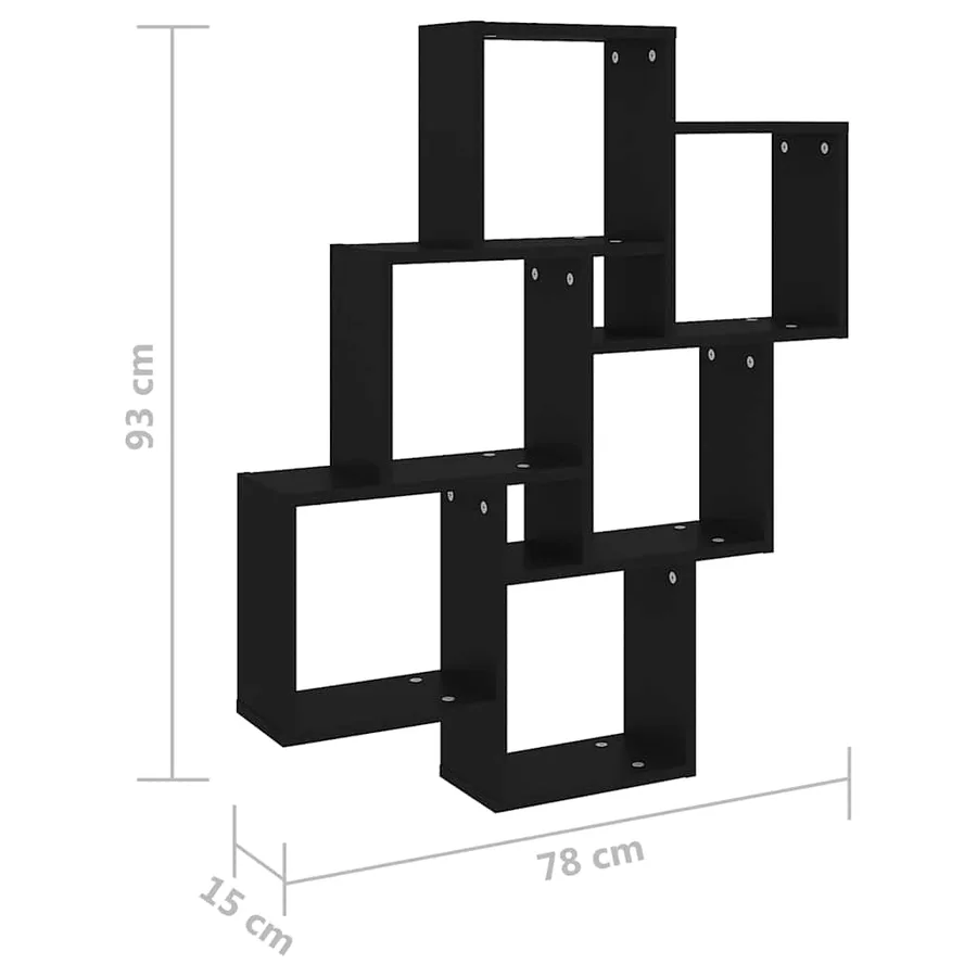 Étagère murale cube Noir 78x15x93 cm Bois d’ingénierie - 6