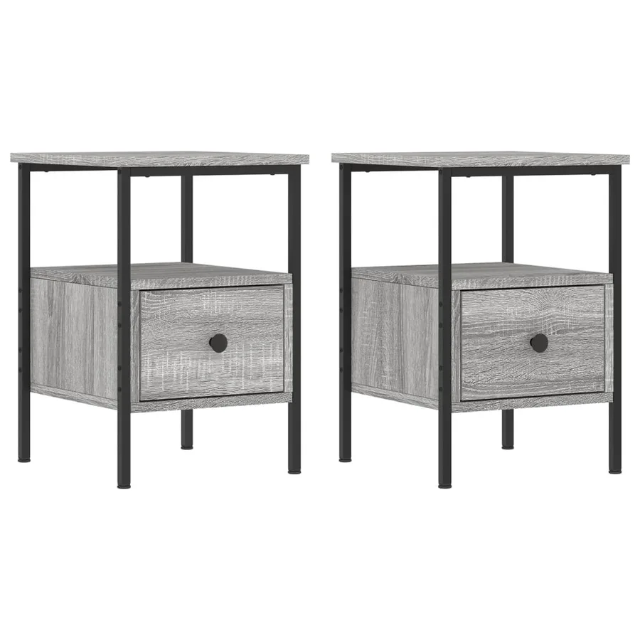 Tables de chevet 2 pcs sonoma gris 34x36x50cm bois d'ingénierie - 2