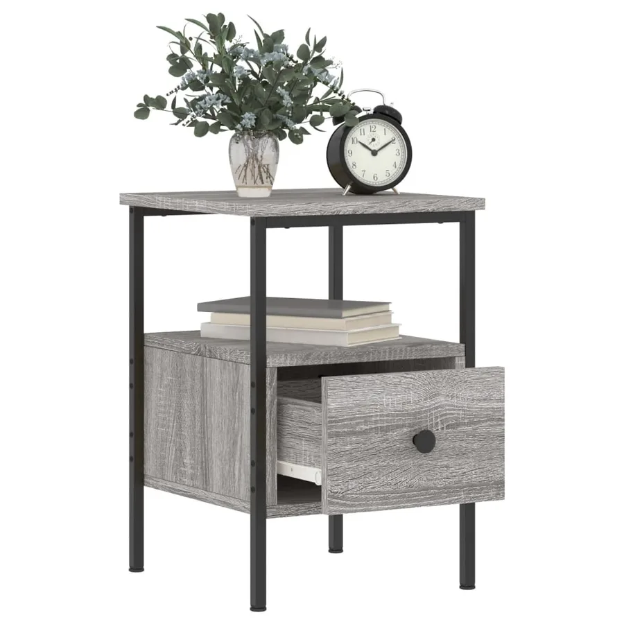 Tables de chevet 2 pcs sonoma gris 34x36x50cm bois d'ingénierie - 9