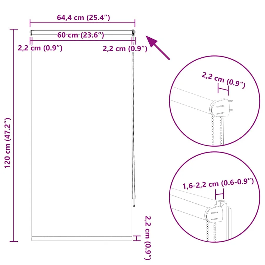 Store enrouleur occultant 64,4 x 120 cm, largeur du tissu 60 cm, blanc cassé - 18