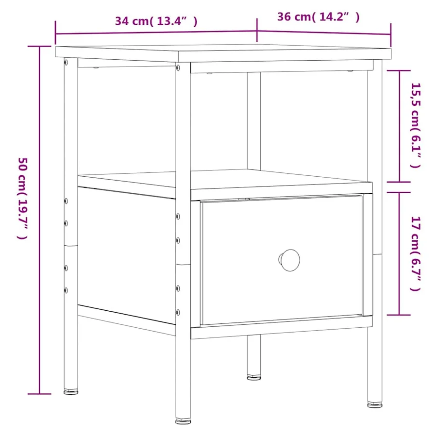 Tables de chevet 2 pcs chêne marron 34x36x50 cm bois ingénierie - 12