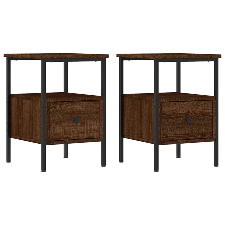 Tables de chevet 2 pcs chêne marron 34x36x50 cm bois ingénierie - 2