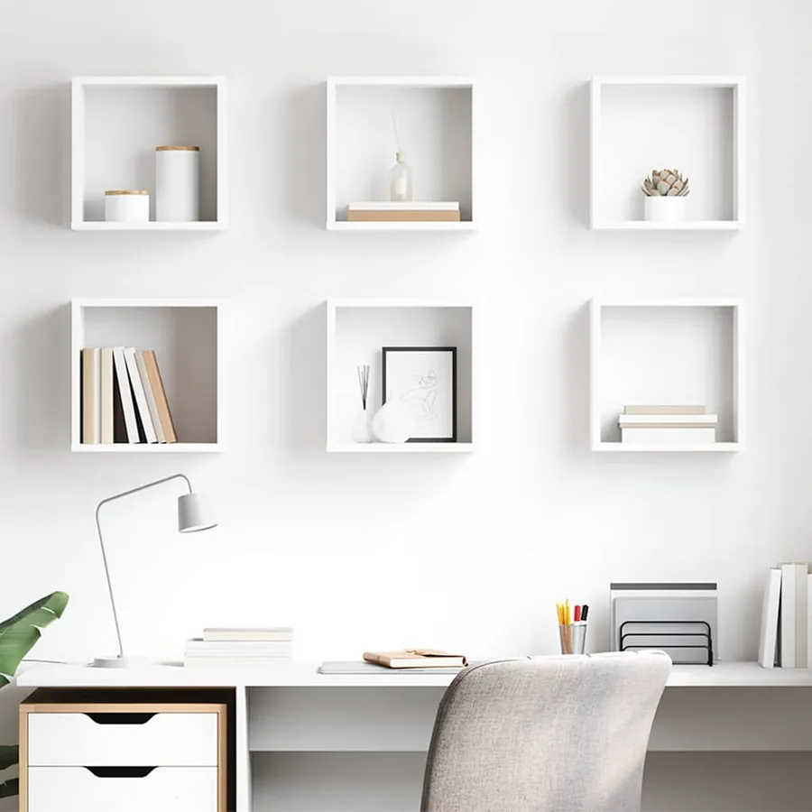 Étagères cube murales 6 pcs blanc 30x15x30 cm