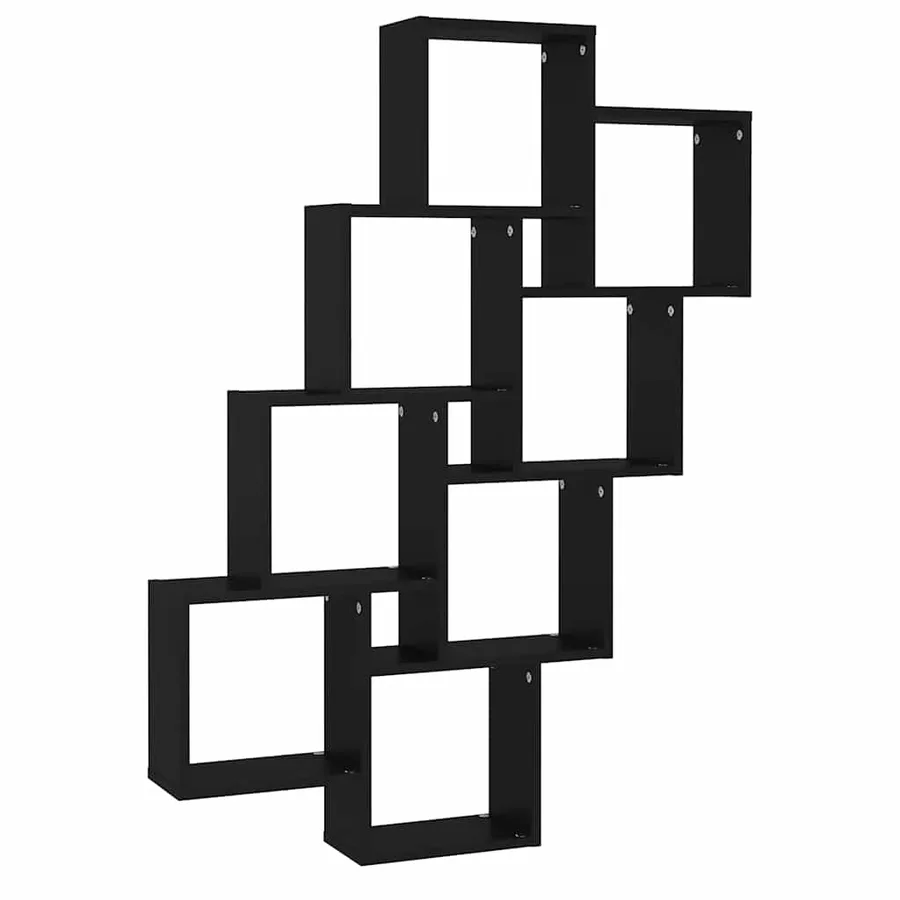 Étagère murale cube Noir 90x15x119 cm Bois d’ingénierie - 2