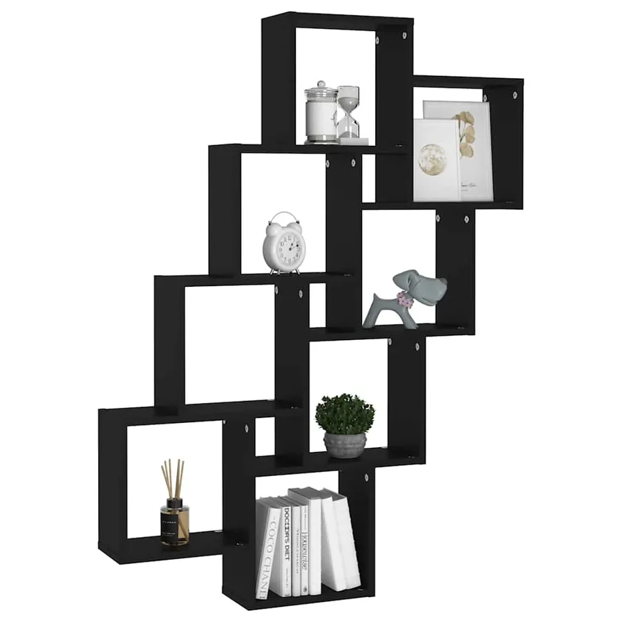 Étagère murale cube Noir 90x15x119 cm Bois d’ingénierie - 3