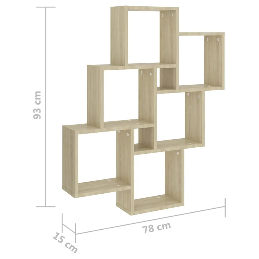 Étagère murale cube Chêne sonoma 78x15x93 cm Bois d’ingénierie - 6