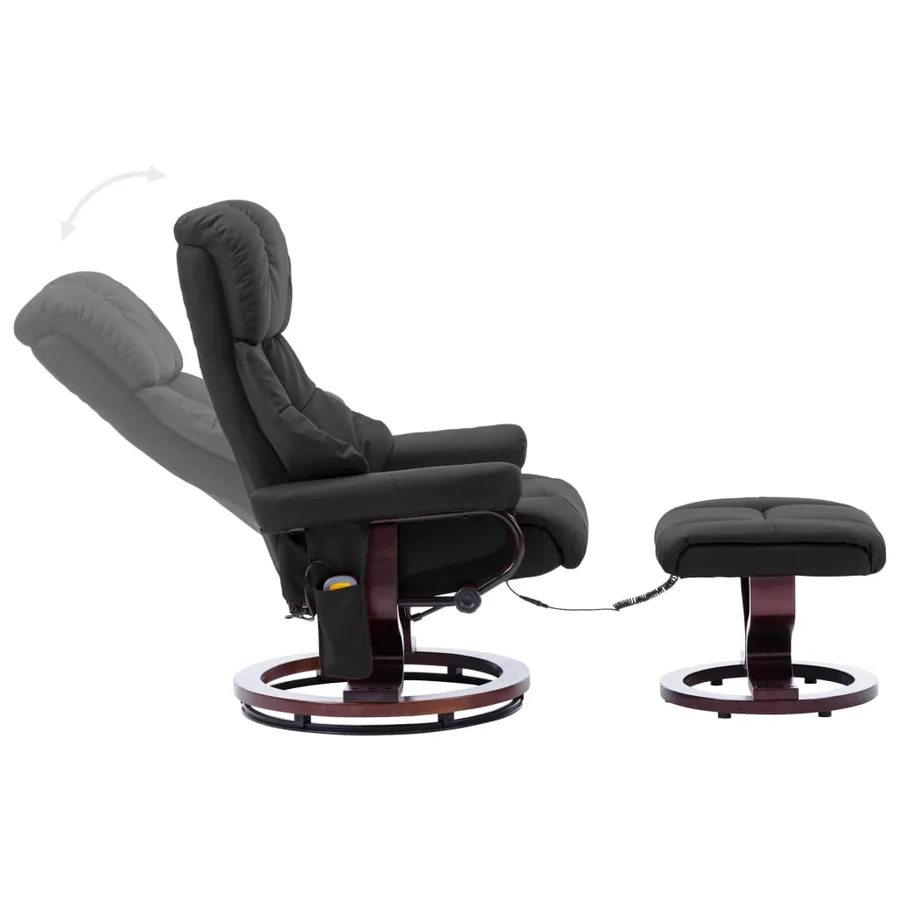 Fauteuil de massage inclinable Gris Similicuir et bois courbé - 3