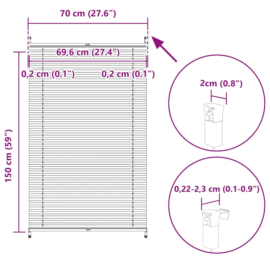 Store plissé 70x150 cm Crème - 10