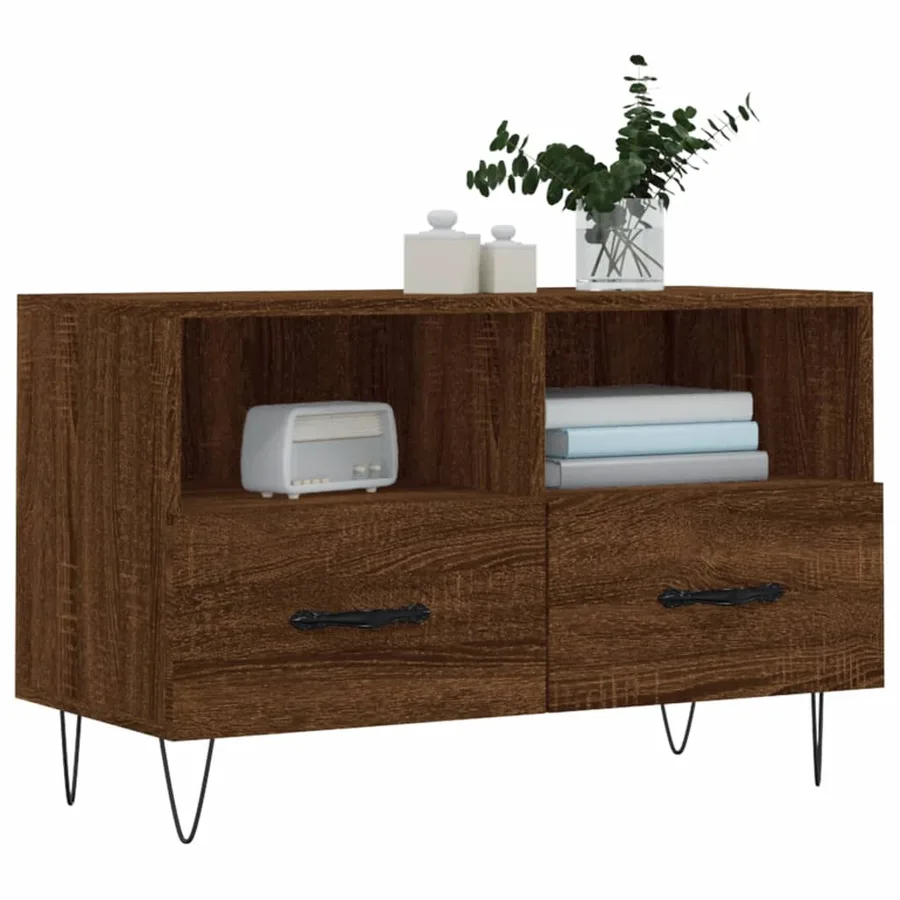 Meuble TV Chêne marron 80x36x50 cm Bois d'ingénierie - 3