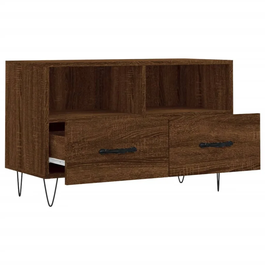 Meuble TV Chêne marron 80x36x50 cm Bois d'ingénierie - 6