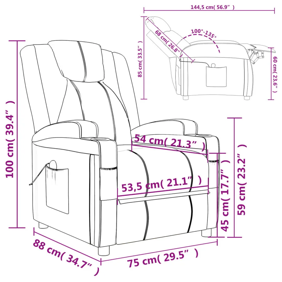 Fauteuil de massage Marron Similicuir - 11