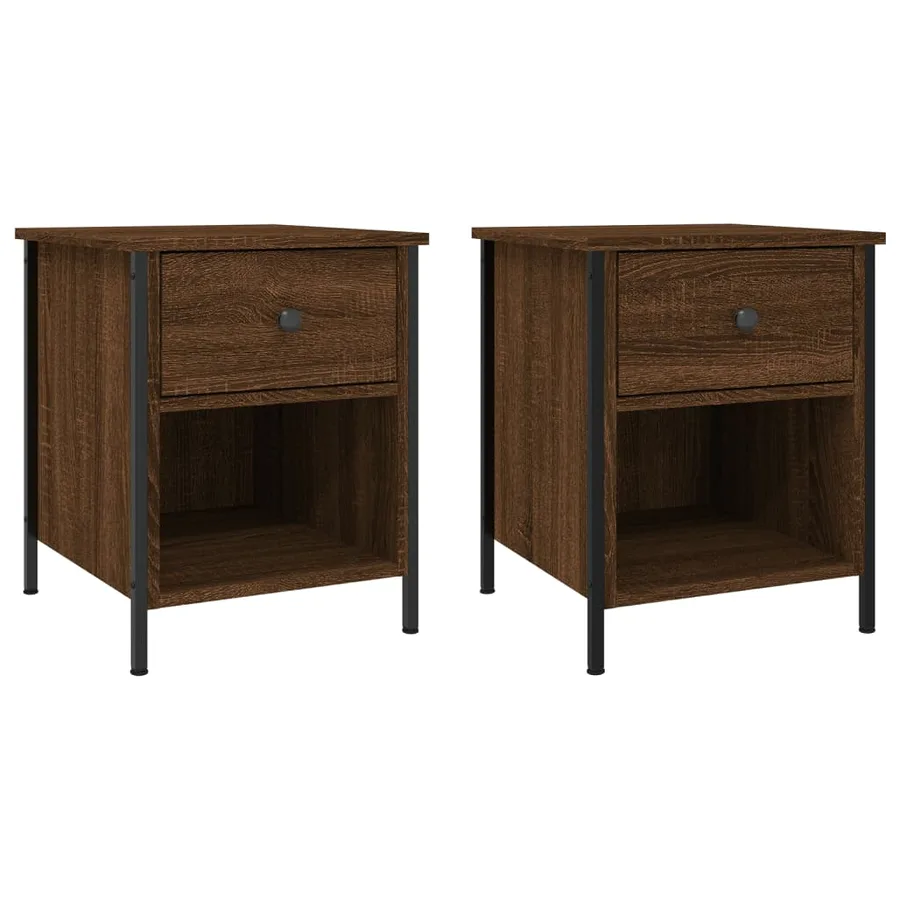 Tables de chevet 2pcs chêne marron 40x42x50cm bois d'ingénierie - 2