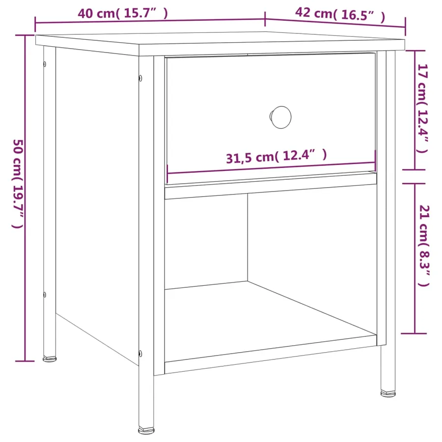 Tables de chevet 2 pcs sonoma gris 40x42x50cm bois d'ingénierie - 12