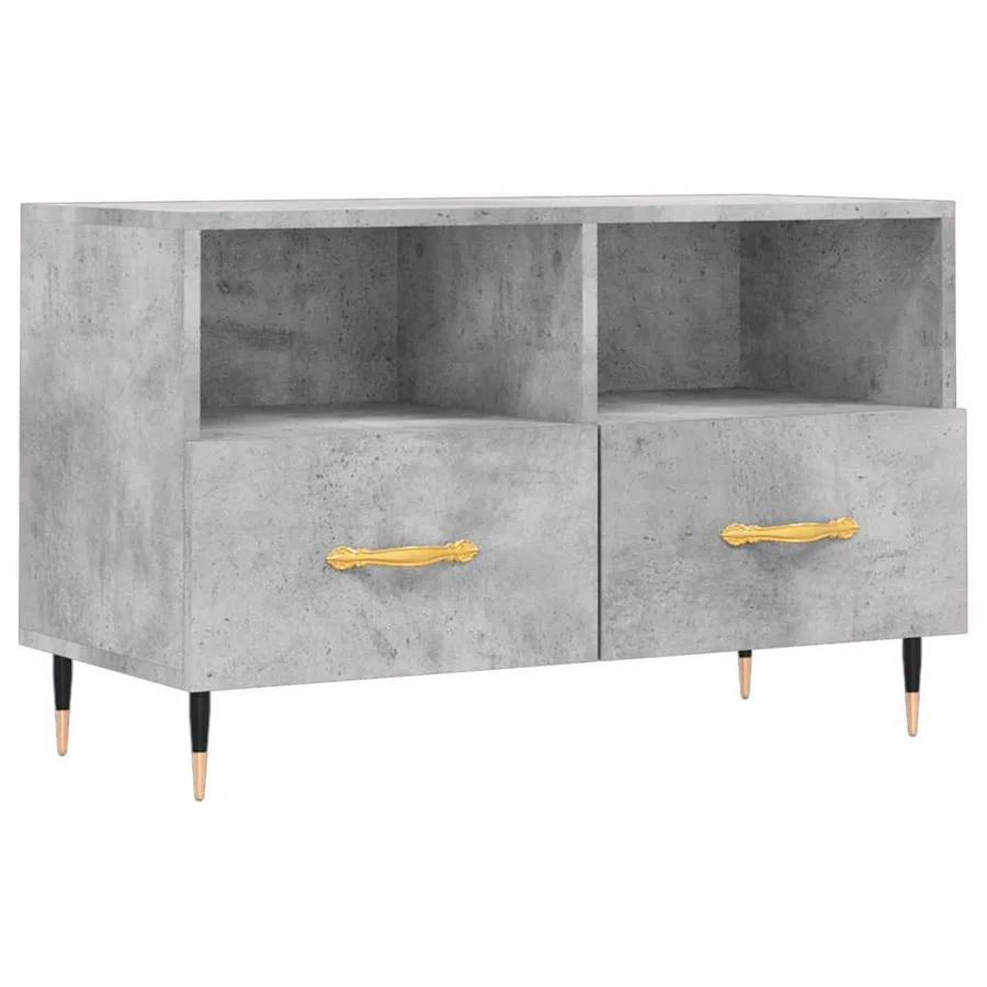 Meuble TV Gris béton 80x36x50 cm Bois d'ingénierie - 2