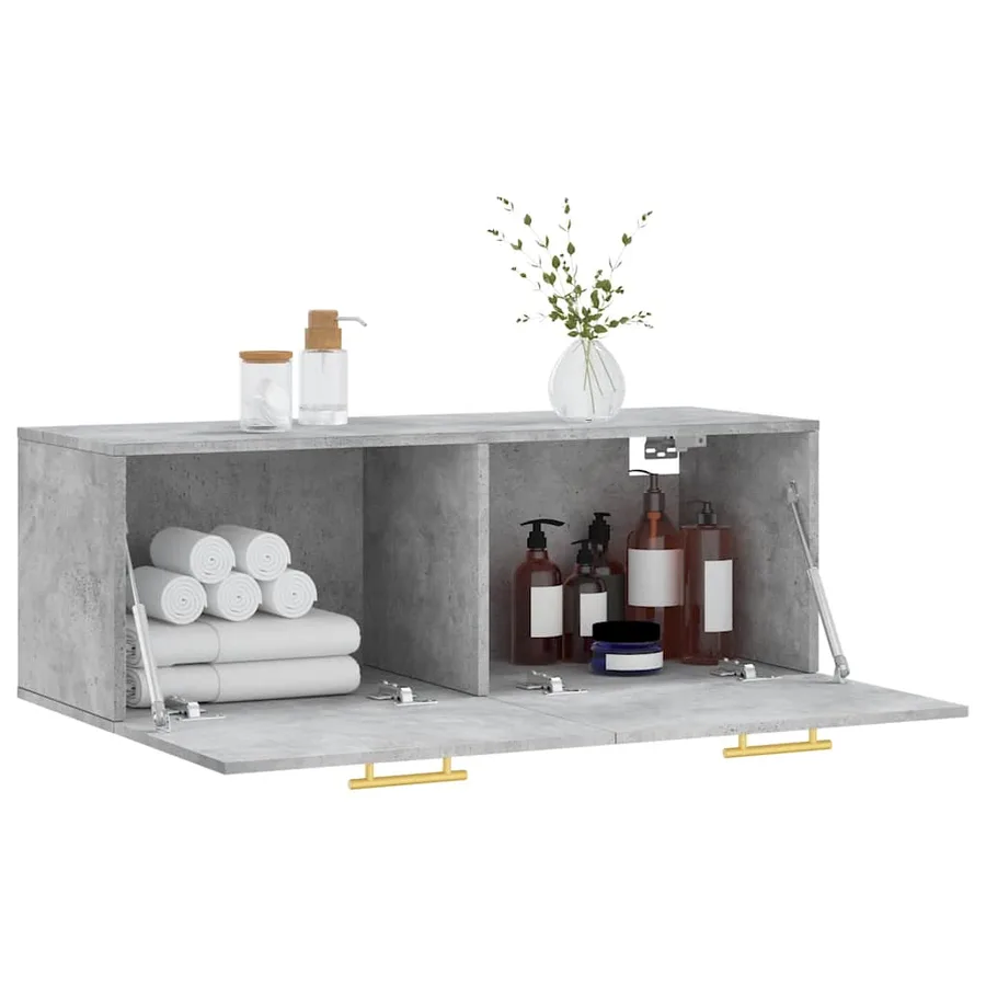 Armoire murale gris béton 100x36,5x35 cm bois d'ingénierie - 4