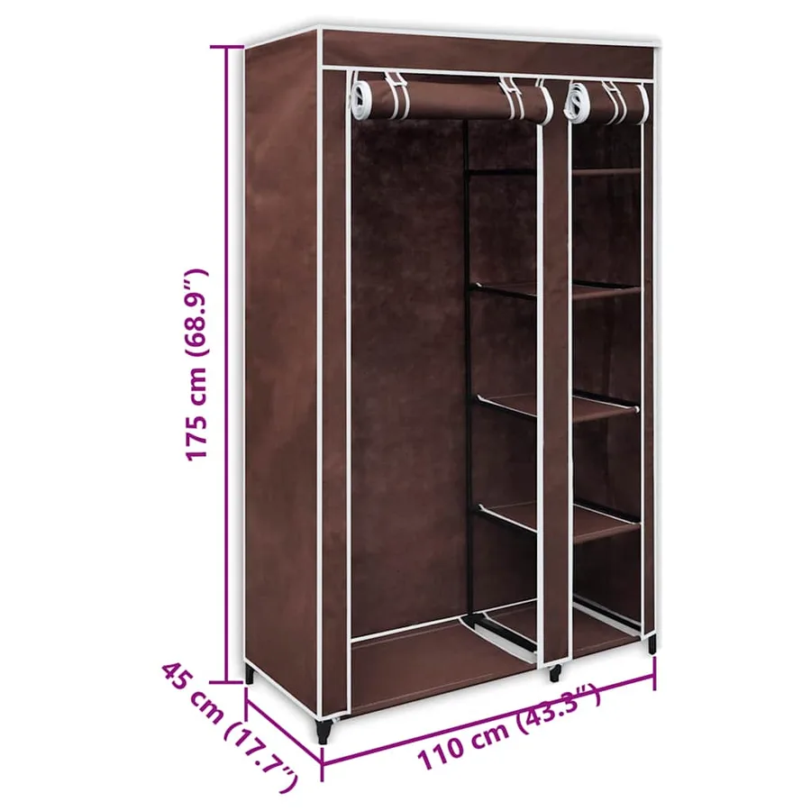 Garde-robe en tissu 2 pcs Marron - 9