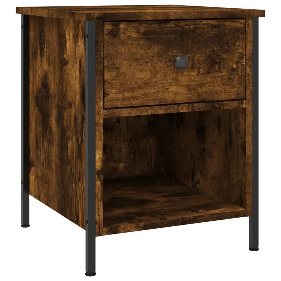 Table de chevet chêne fumé 40x42x50 cm bois d'ingénierie - 2