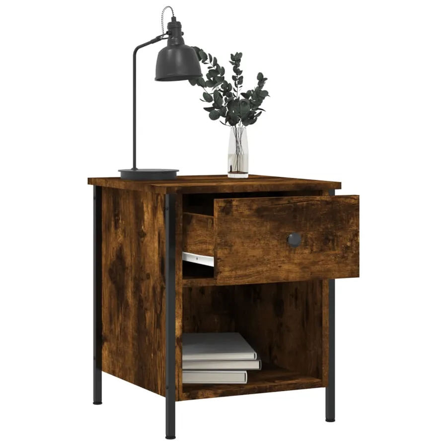 Table de chevet chêne fumé 40x42x50 cm bois d'ingénierie - 4