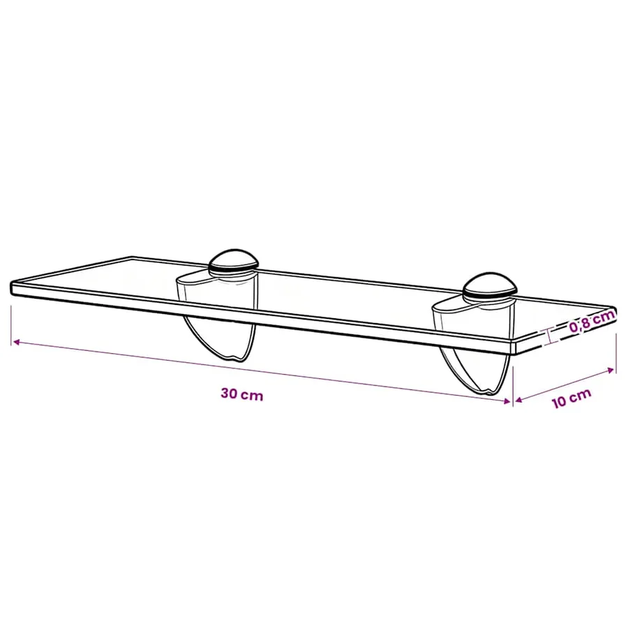 Étagère murale en verre 30 x 10 cm 8 mm - 5