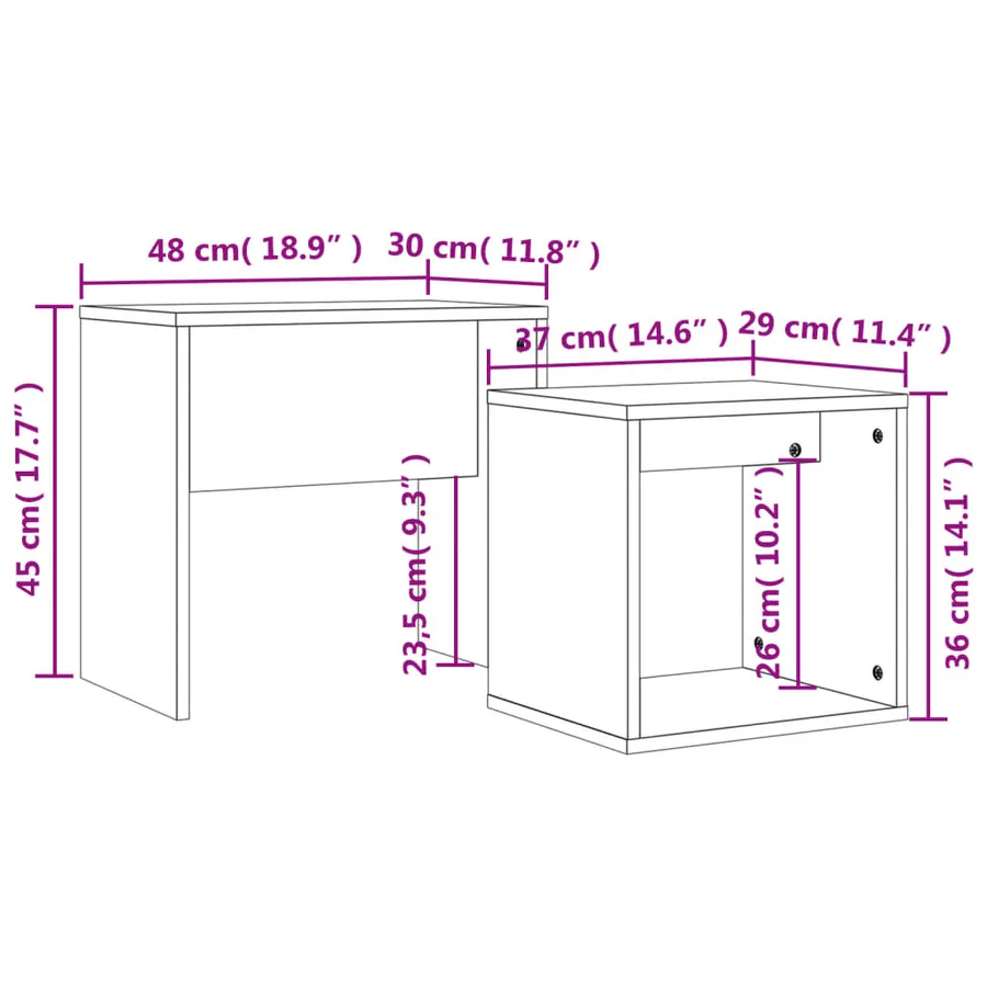 Tables basses gigognes 2 pcs chêne fumé bois d'ingénierie - 10