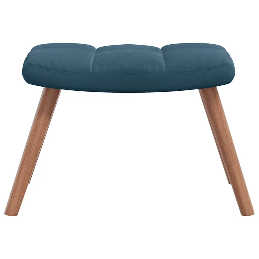 Chaise à bascule avec tabouret en velours bleu - 8