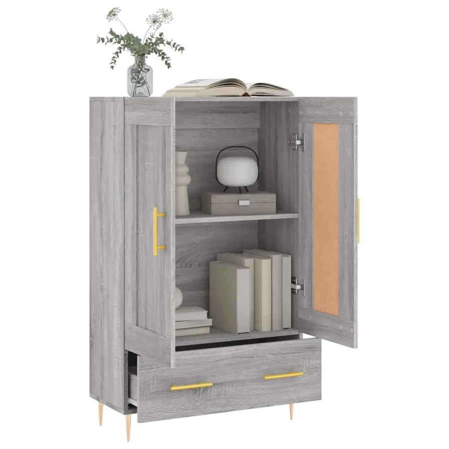 Buffet haut sonoma gris 69,5x31x115 cm bois d'ingénierie - 4