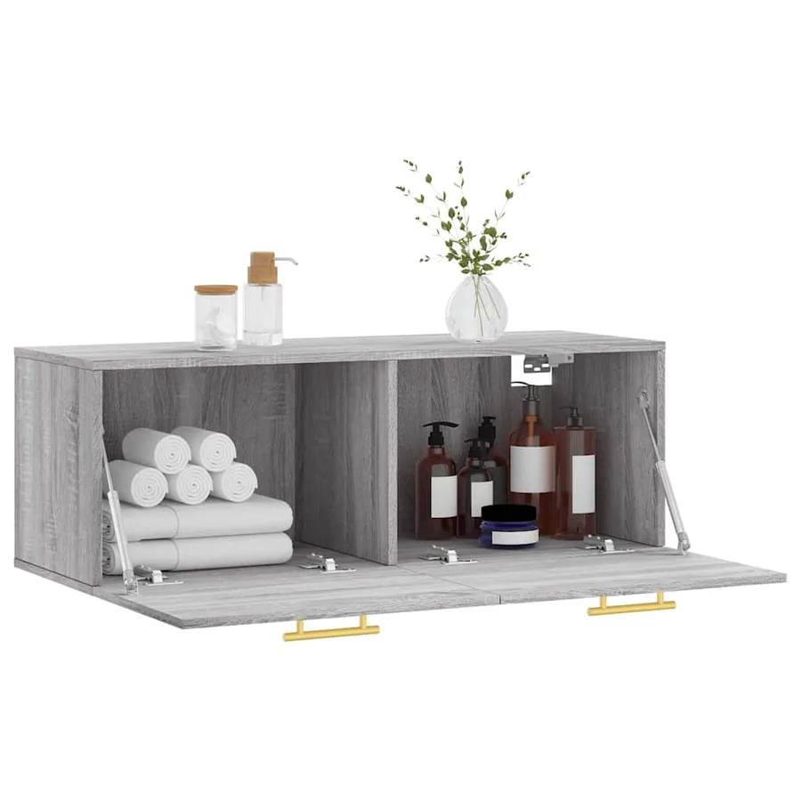 Armoire murale sonoma gris 100x36,5x35 cm bois d'ingénierie - 4