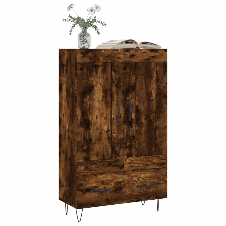 Buffet haut chêne fumé 69,5x31x115 cm bois d'ingénierie - 3