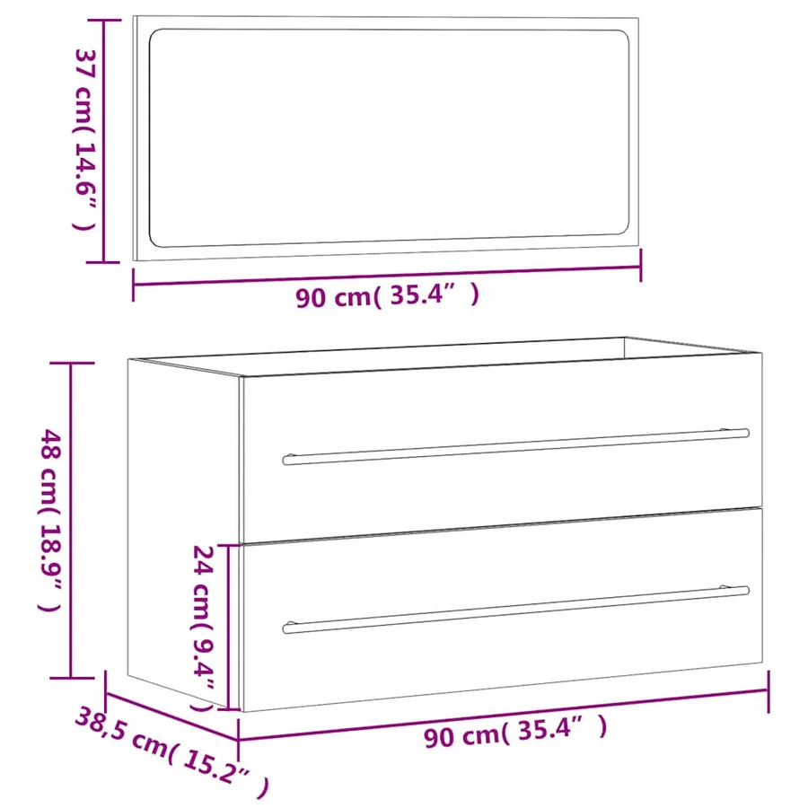 Armoire de salle de bain avec miroir blanc bois d'ingénierie - 11