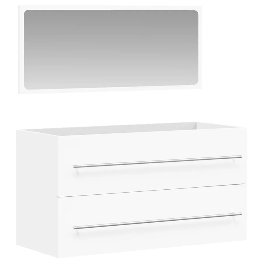 Armoire de salle de bain avec miroir blanc bois d'ingénierie - 2
