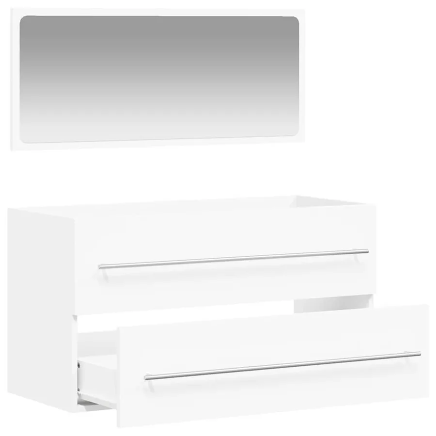 Armoire de salle de bain avec miroir blanc bois d'ingénierie - 4